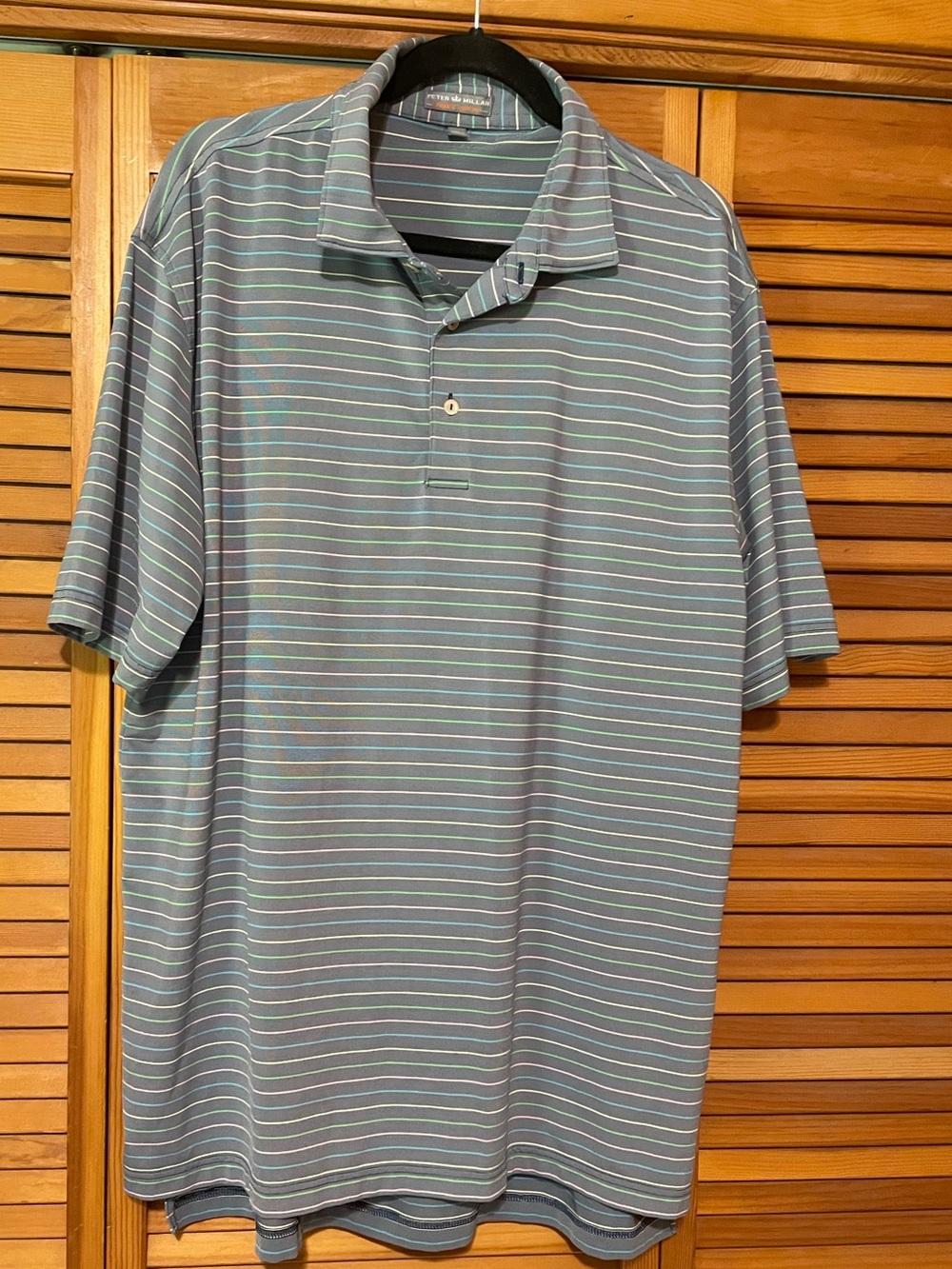 Peter Millar Men's Gray Striped Polo Shirt